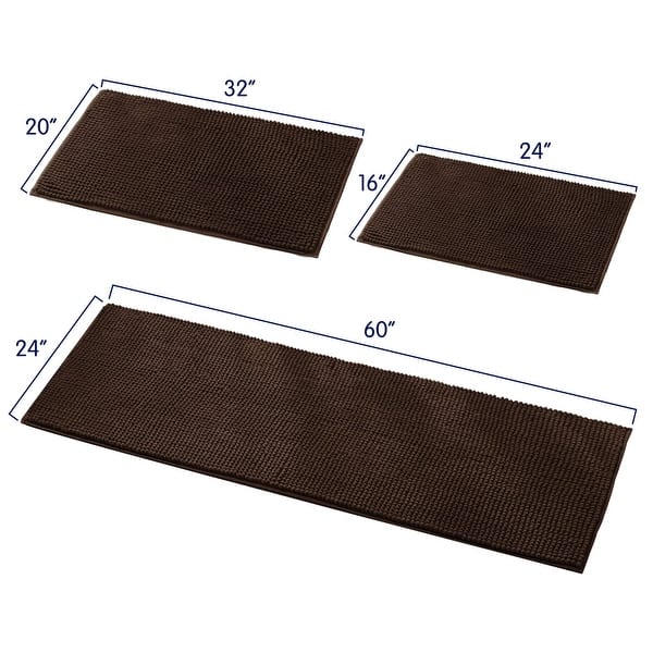 dimension image slide 11 of 14, Subrtex Chenille Soft Rugs Super Water Absorbing Shower Mats