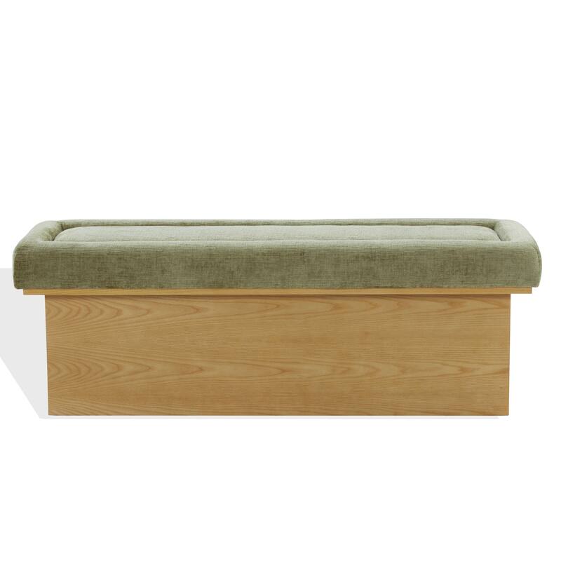 SAFAVIEH Couture Trudy Chenille And Wood Bench - 51"W x 17"D x 18"H