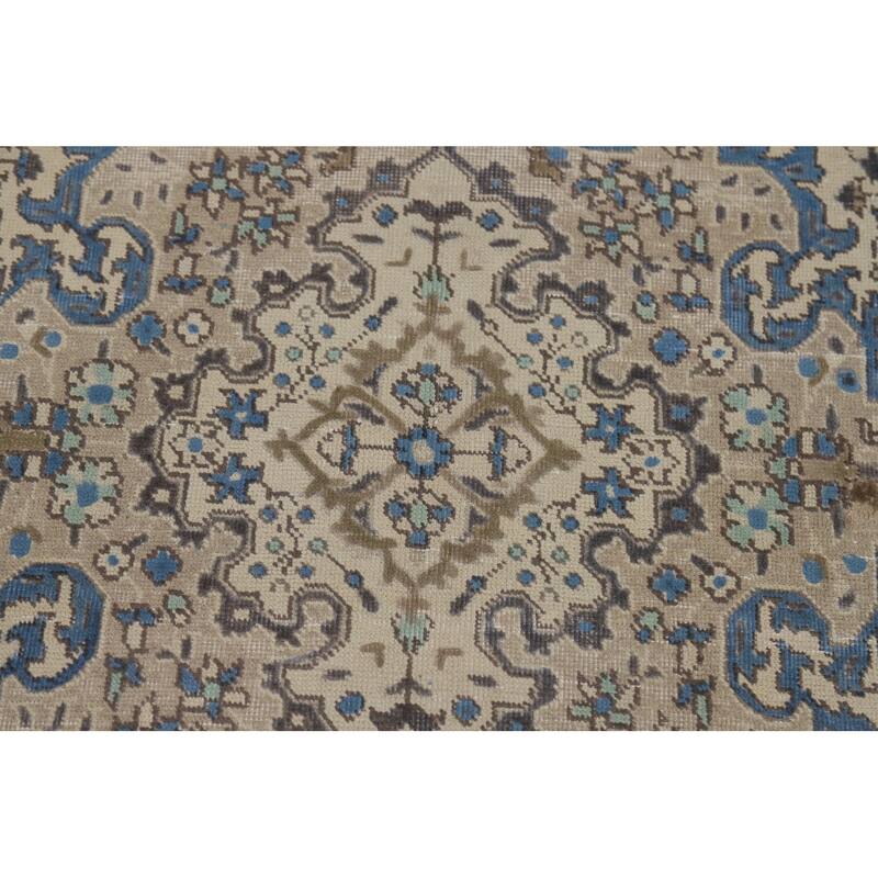 Ivory Tabriz Persian Area Rug Hand-Knotted Wool Carpet - 6'3"x 9'5"