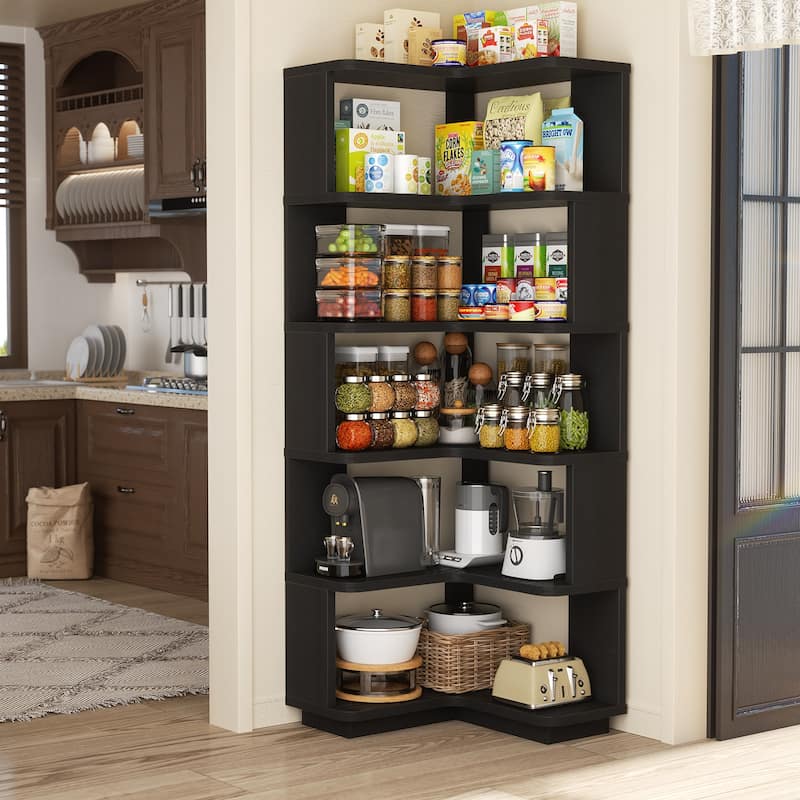 5-Tier Corner Space Shelving Bookshelves, Freestanding Display Storage Shelving
