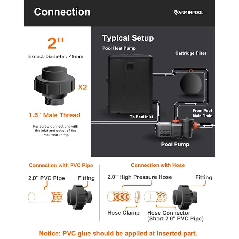 140000 BTU Full DC Inverter Pool Heat Pump for 42000 Gallon Pools
