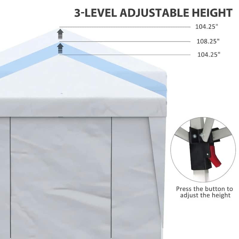 10' x 19.5' Pop Up Canopy Tent Height Adjustable, Leg Weight Bags, Bag