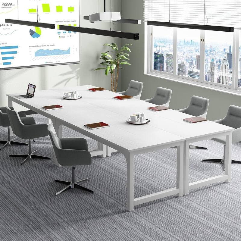 70.8" Executive Office Desk, Large Modern with Thick Metal Frame, White