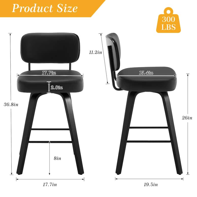 26"/29" Swivel Counter/Bar Stools with Black Bentwood Legs