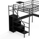 preview thumbnail 20 of 18, Full Size Metal Loft Bed with L-Shaped Desk, RGB LED Lighting, USB Charging Station, Wardrobe Cabinet, Drawers, Ladder