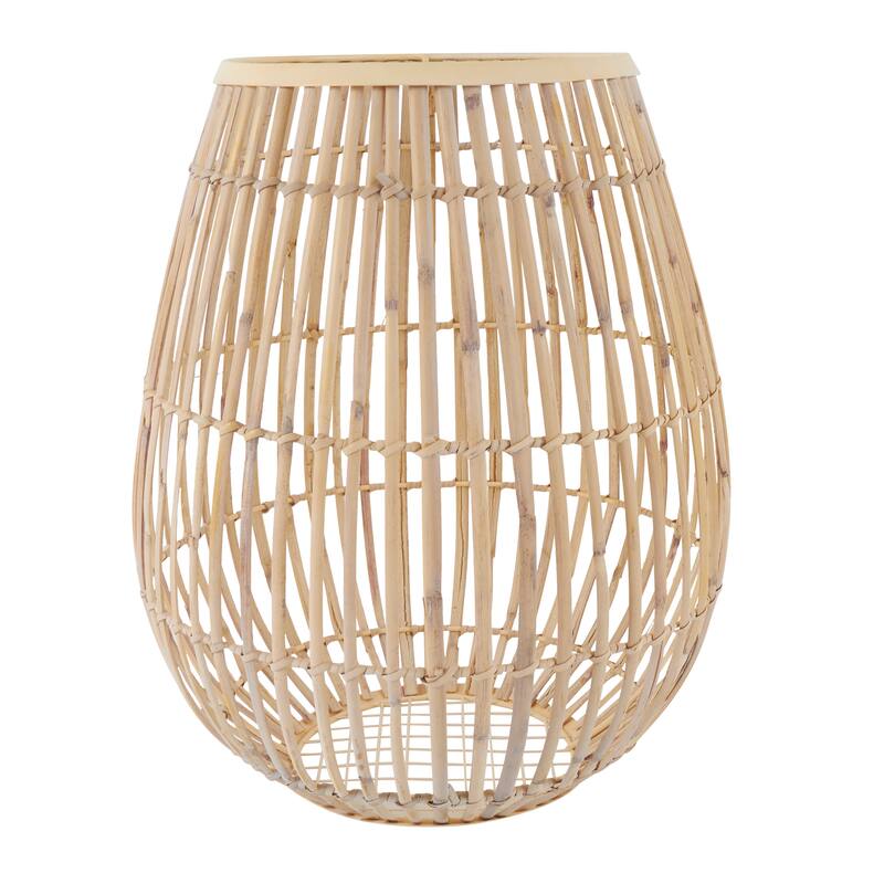 Brown Bamboo Wood Handmade Open Frame Round Decorative Vase