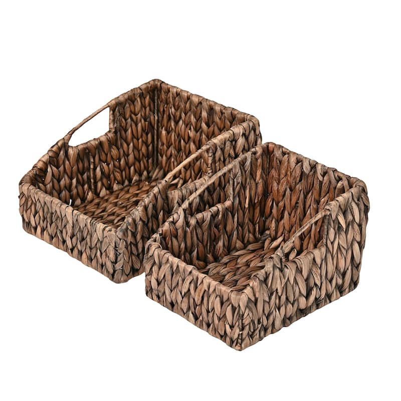 happimess Hyacinth Slanted Nesting Baskets with Handles (Set of 2)