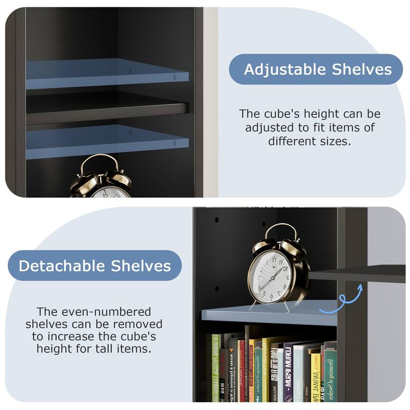 Javlergo Tall 7-Tier Adjustable Corner Bookcase with Drawer MDF Storage Shelf for Living Room Bedroom Kitchen and Entryway