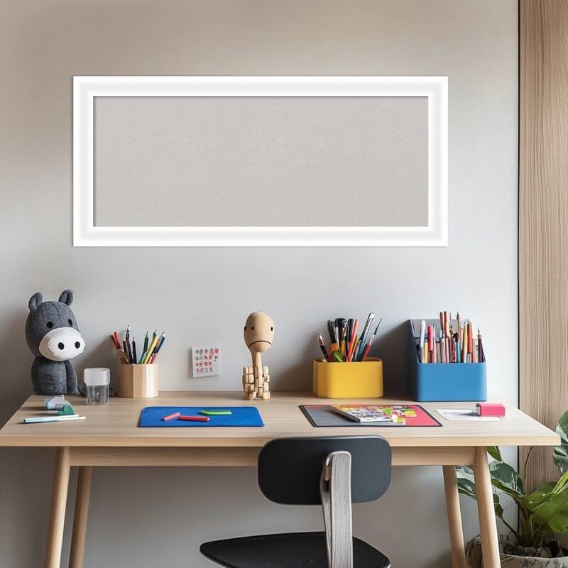 Oliver White Narrow Wood Framed Cork Board - Bulletin Board, Organization Board, Pin Board