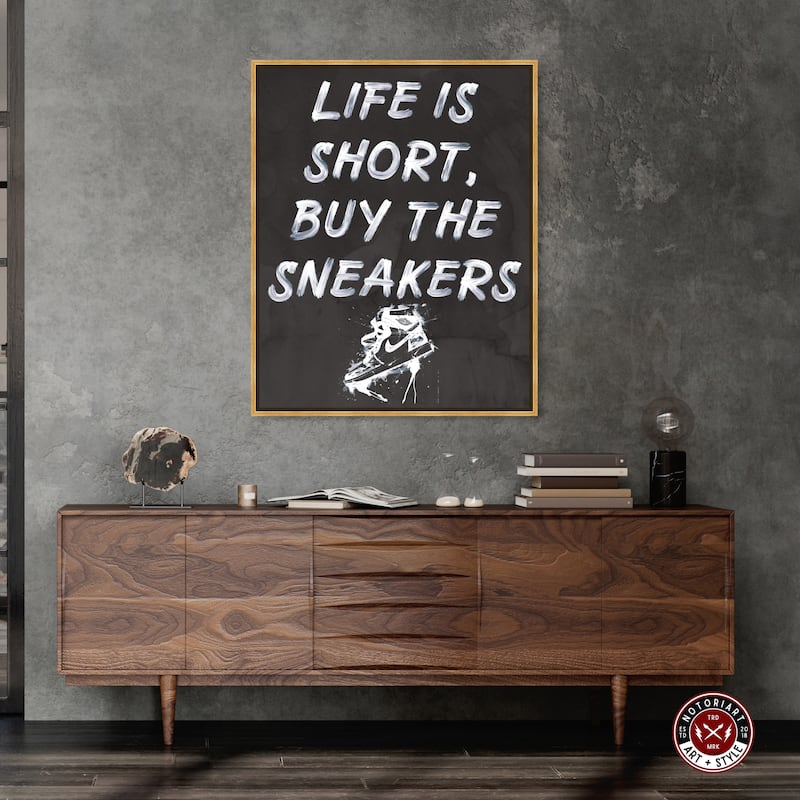 Notoriart Buy The Sneakers Framed Sneaker 1 Piece Canvas Wall Art