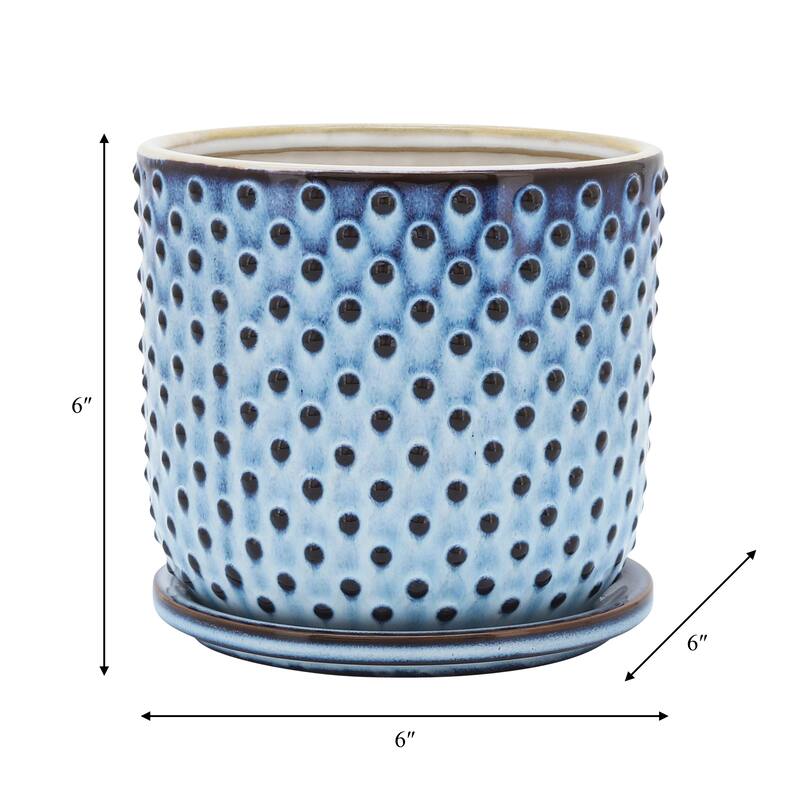 Sagebrook Home Ceramic Planter with Saucer