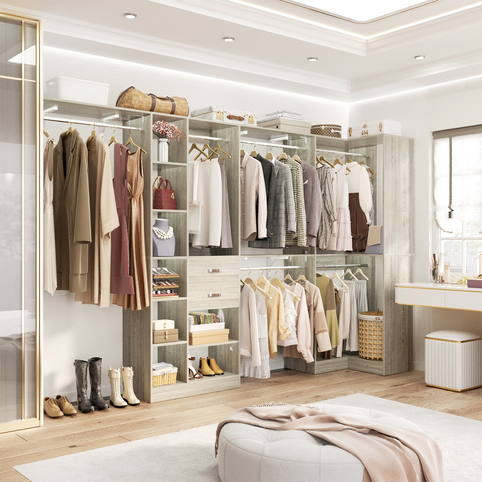 Navada 63'' - 127.5'' Closet System with Hanging Rods, Set of 2