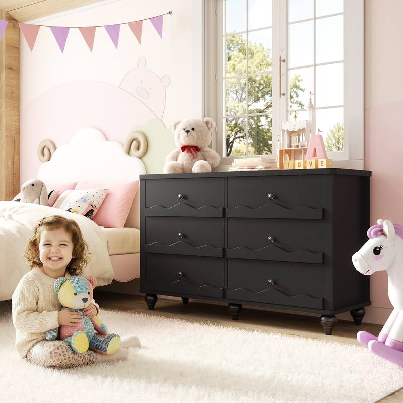 Modern 6-Drawer Dresser Closet Organizer, 43-In Chest of Drawers TV Stand