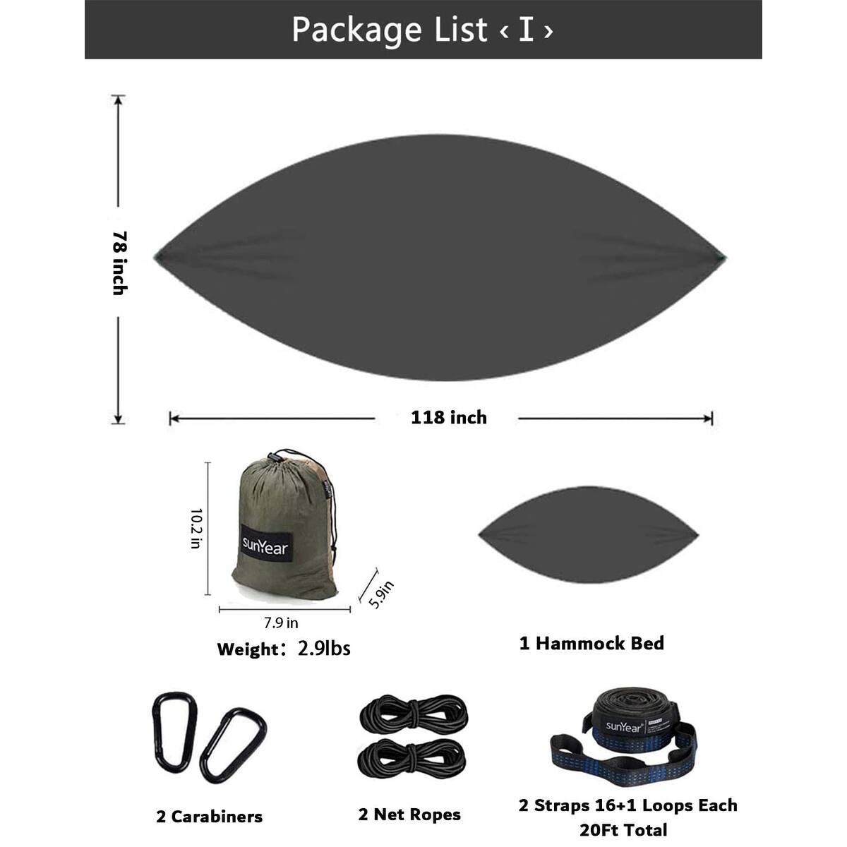 Camping Hammock with Rain Fly Tarp and Net, Portable Camping Double