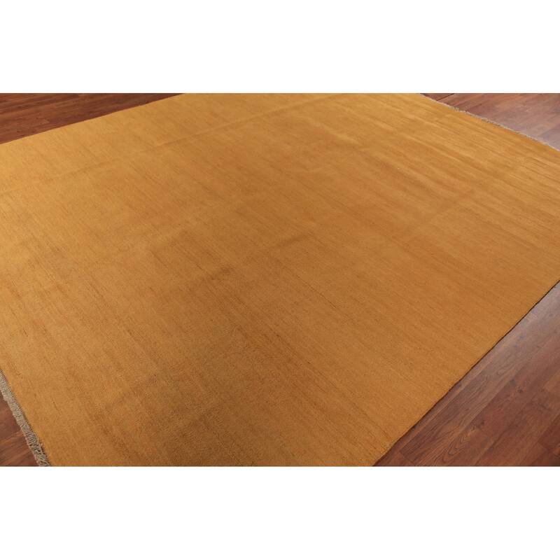 Yellow Gold Modern Gabbeh Oriental Area Rug Handmade Wool Carpet - 8'3" x 9'11"