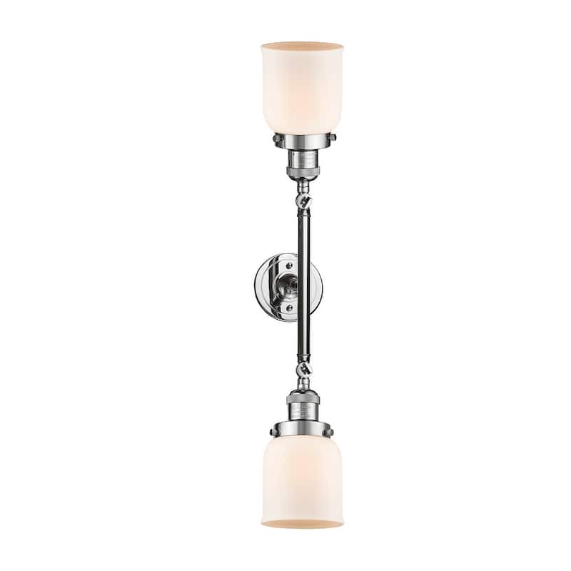 Innovations Lighting Small Bell 2 Light 23" Wide Bathroom Vanity Light - Polished Chrome / Matte White