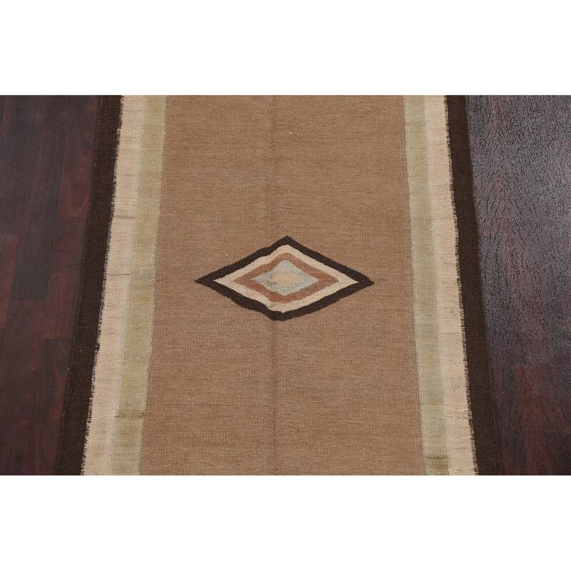 Natural Dye Kilim Oriental Wool Runner Rug Flat-weave Staircase Carpet - 3'2" x 12'9"