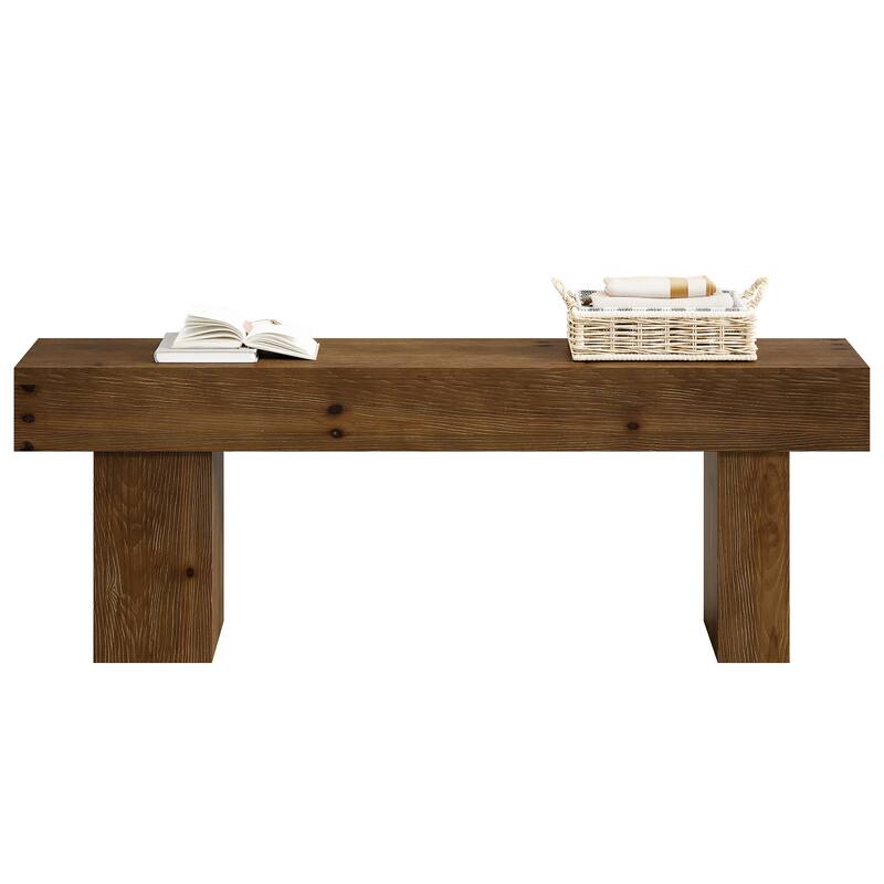 63" Solid Wood Entryway Bench, Extra Long Bed End Bench Dining Bench for Kitchen, Living Room, Bedroom