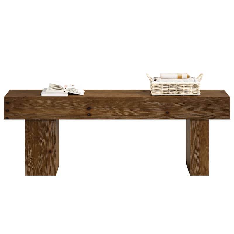 63" Solid Wood Entryway Shoe Bench, Farmhouse End of Bed Bench