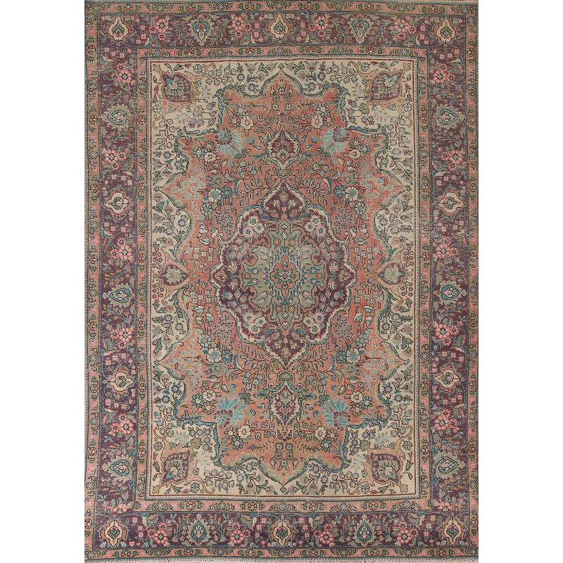 Tabriz Persian Vintage Area Rug Handmade Wool Carpet - 6'7" x 9'6"