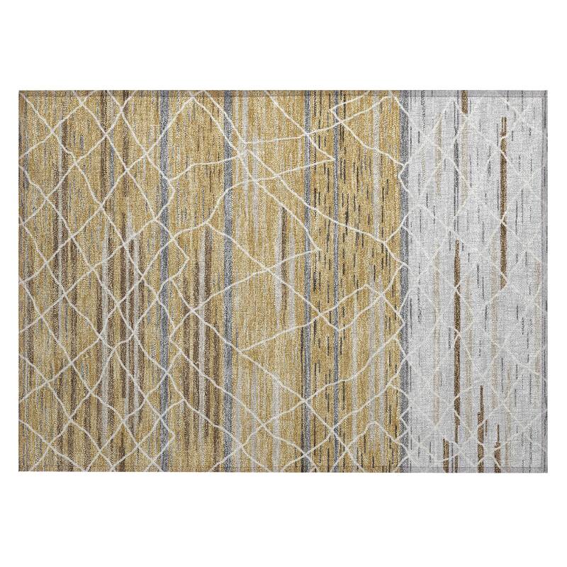 Machine Washable Indoor/ Outdoor Modern Global Chantille Rug