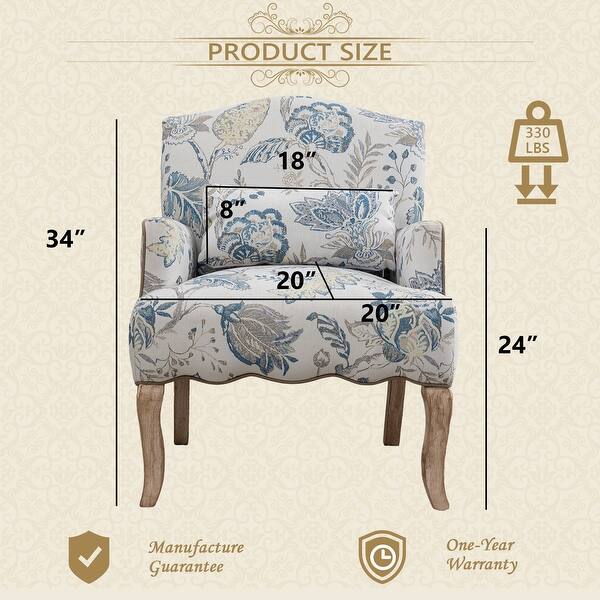 Upholstered French Country Single Sofa Reading Chairs with Pillow - Bed ...