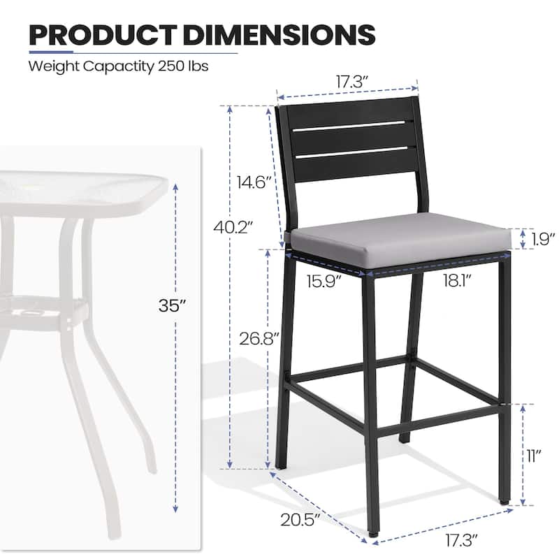 Outdoor Barstool Counter Height Bar Stools with Cushion - see picture
