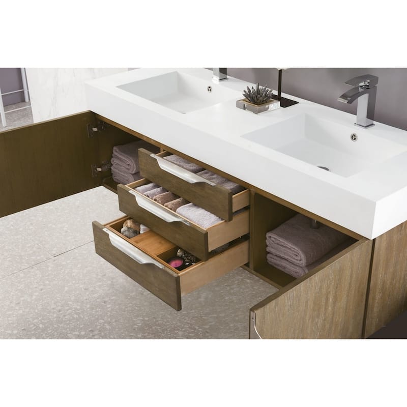 James Martin Vanities 983-V59D-W-N-GW Columbia 59" Wall Mounted Double
