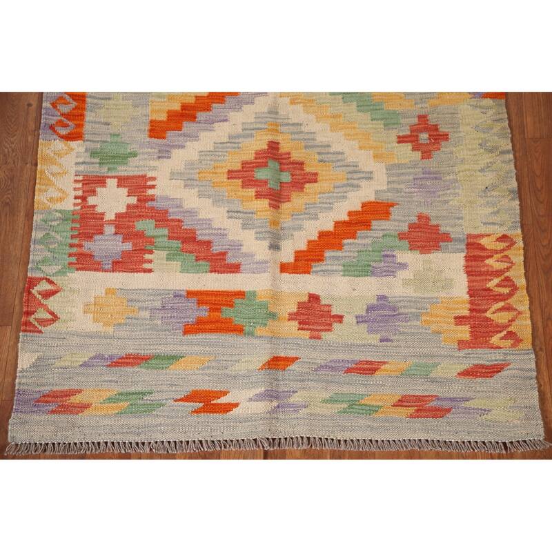 Southwestern Kilim Area Rug Hand-Woven Wool Oriental Carpet - 3'3"x 5'0"