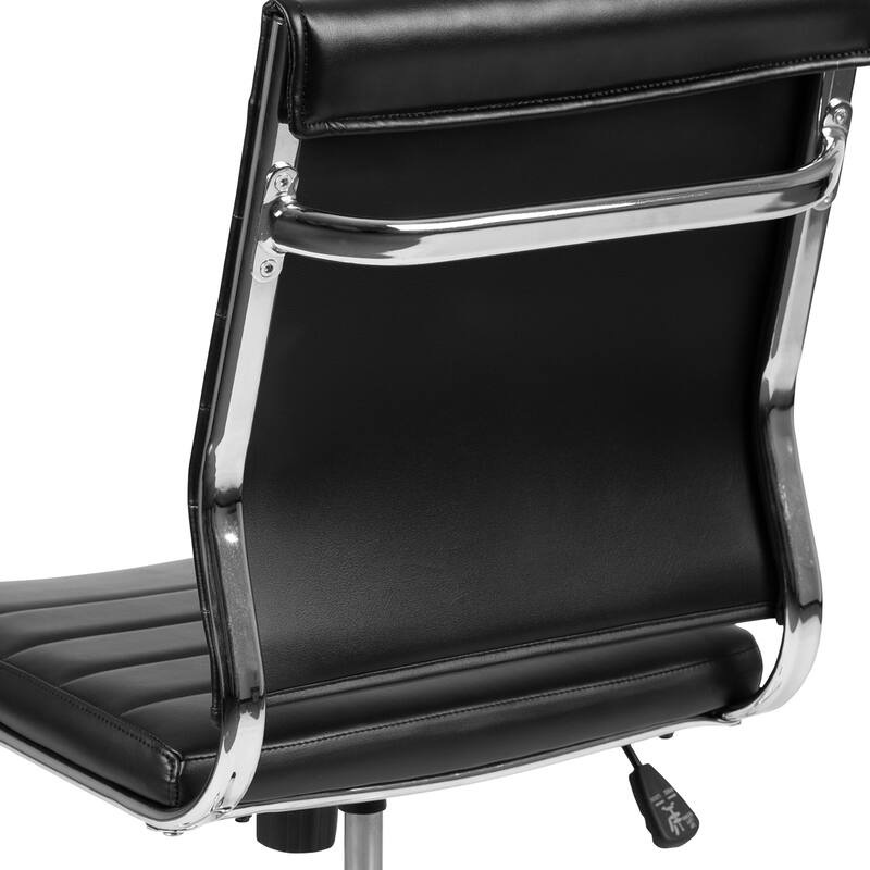 Mid-Back Armless LeatherSoft Contemporary Ribbed Executive Swivel Office Chair