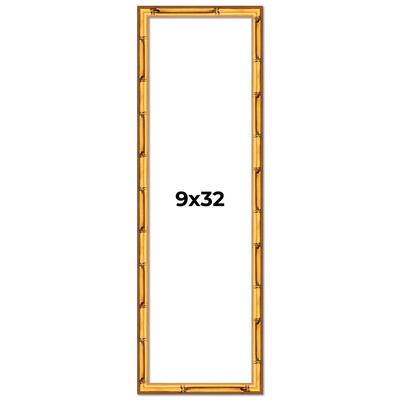 9x32 Frame Gold Bamboo Solid Wood Picture Frame | 1 Inch Moulding