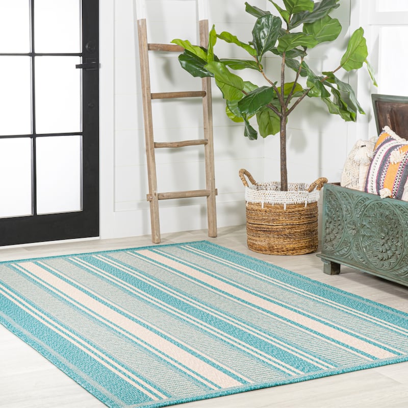 JONATHAN Y Negril Modern Double Stripe Indoor/Outdoor Area Rug