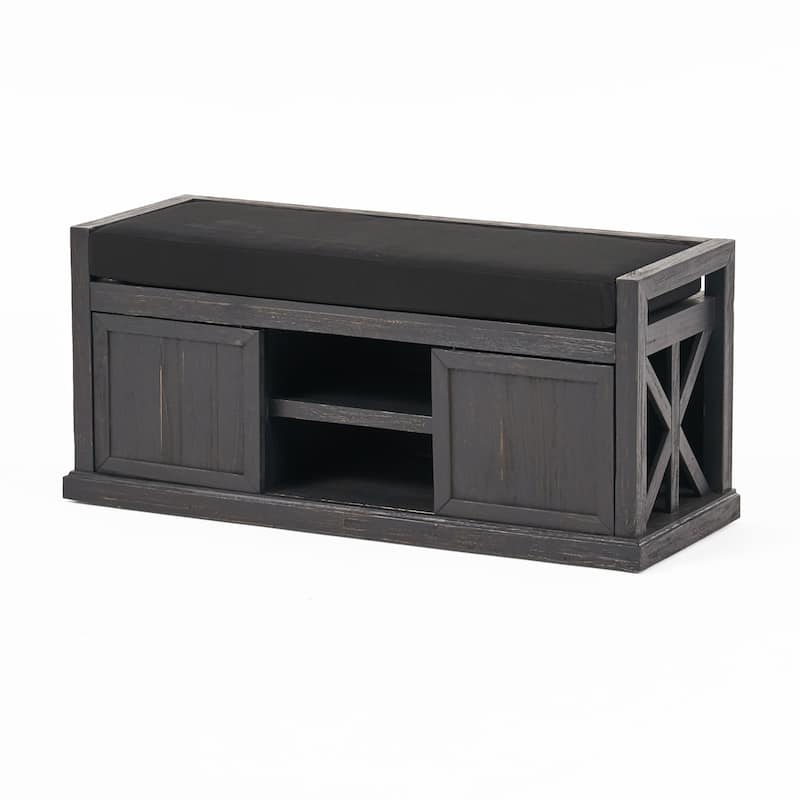 Modern Shoe Storage Bench with Upholstered Cushion for Living Room and Entryway