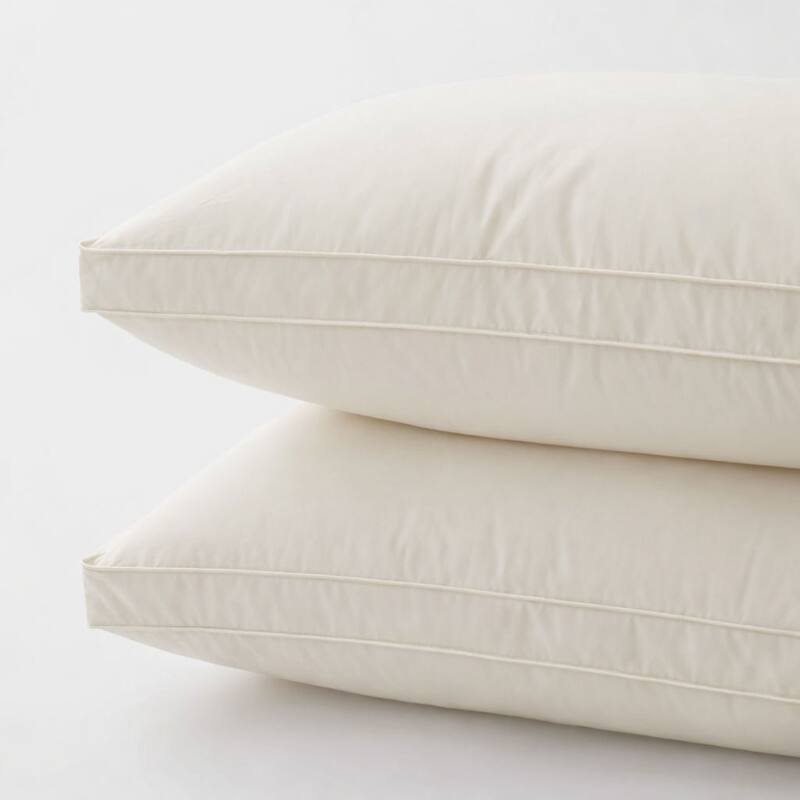 Set of 2 Organic Cotton 90% Down Feather Bed Pillows Made in Germany