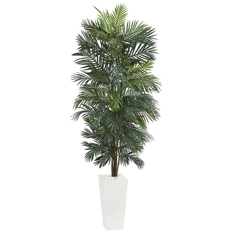 Artificial Tree 7ft Shabby Chic White Planter Indoor Outdoor Decor - Green - 61 Inches and Over