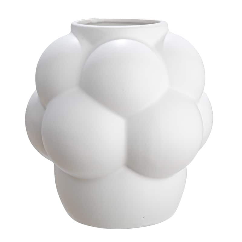 Stoneware Vase with Raised Dots and Matte Finish - 8.1"L x 8.1"W x 8.3"H