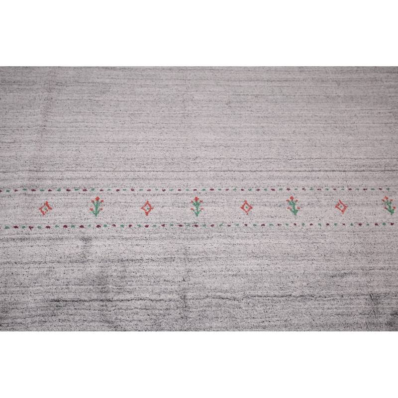 Gabbeh Indian Area Rug Hand-Knotted Tribal Beige Wool Carpet - 6'8"x 8'1"