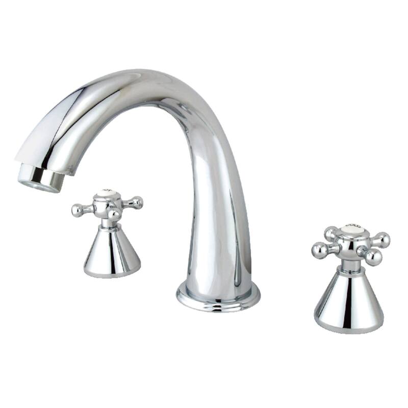 Kingston Brass Widespread Deck Mounted Roman Tub Filler with Metal - Polished Chrome