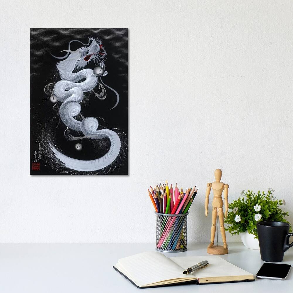 iCanvas "Good Luck White Dragon" by One-Stroke Dragon Canvas Print