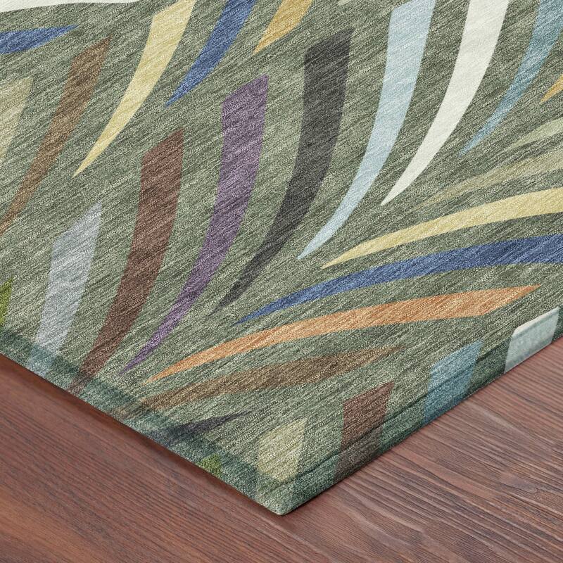 Machine Washable Indoor/ Outdoor Modern Feather Chantille Rug