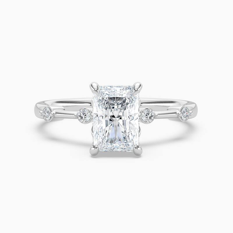 Auriya 14k Gold Petite Diamond Station Radiant Lab Grown Hidden Halo Engagement Ring 1.00 to 5.00 ct. tw.(F-G, VS) - 8.5 - 1.50 carats - White