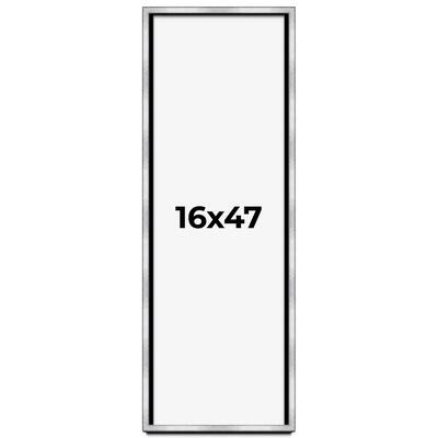 16x47 Shadow Box Frame Silver | 1.375 Inches Deep Real Wood