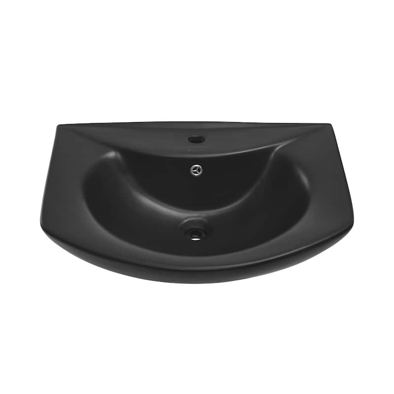 Montparnasse Two-Piece Round Pedestal Sink In Matte Black - 25.6" x 20.3" 35.25"