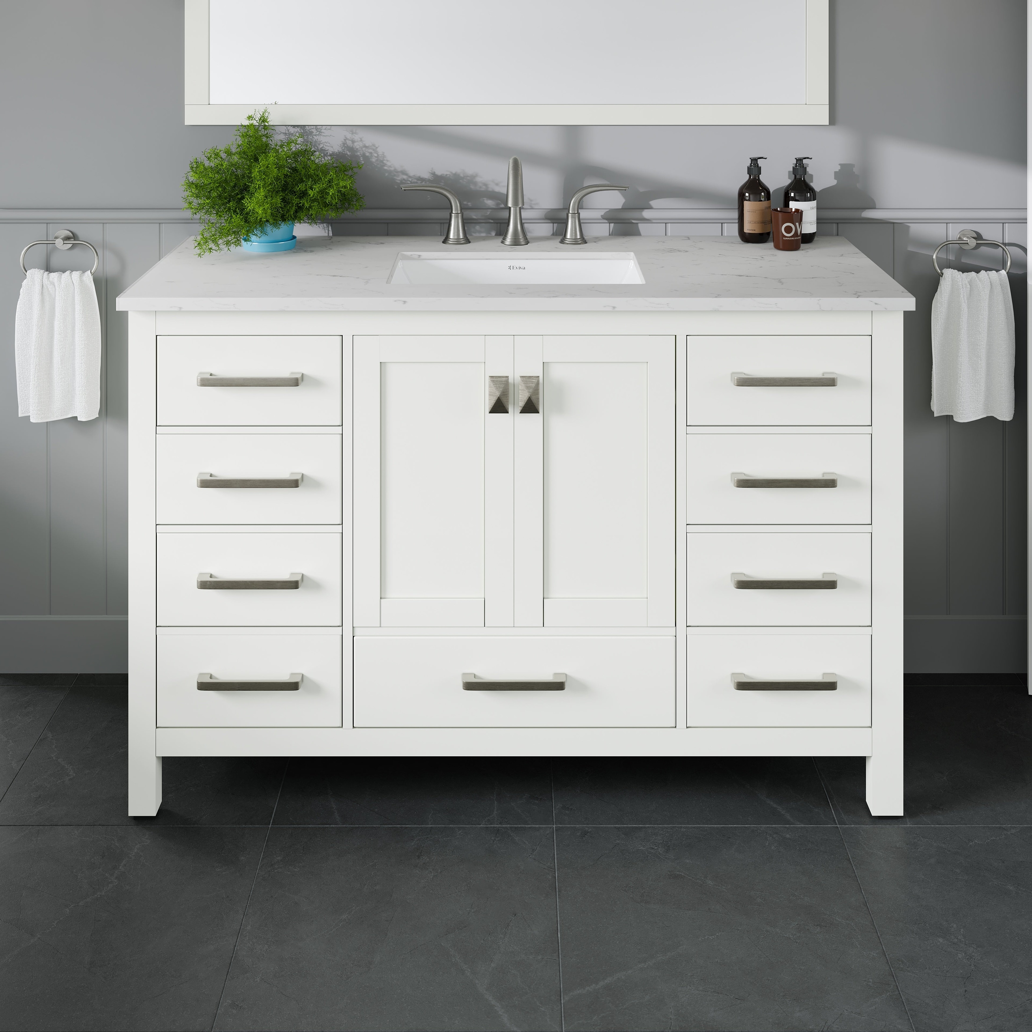 Eviva Aberdeen 48"W Bath Vanity with White Carrara Quartz Top