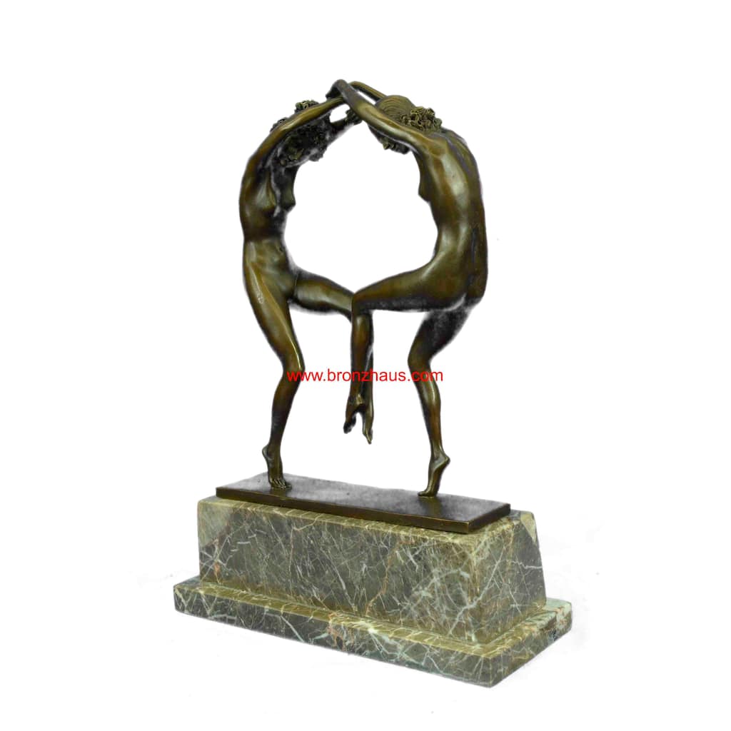 Art Deco Twine Dancer Hot Cast Bronze Sculpture Marble Base Figurine Figure Gift