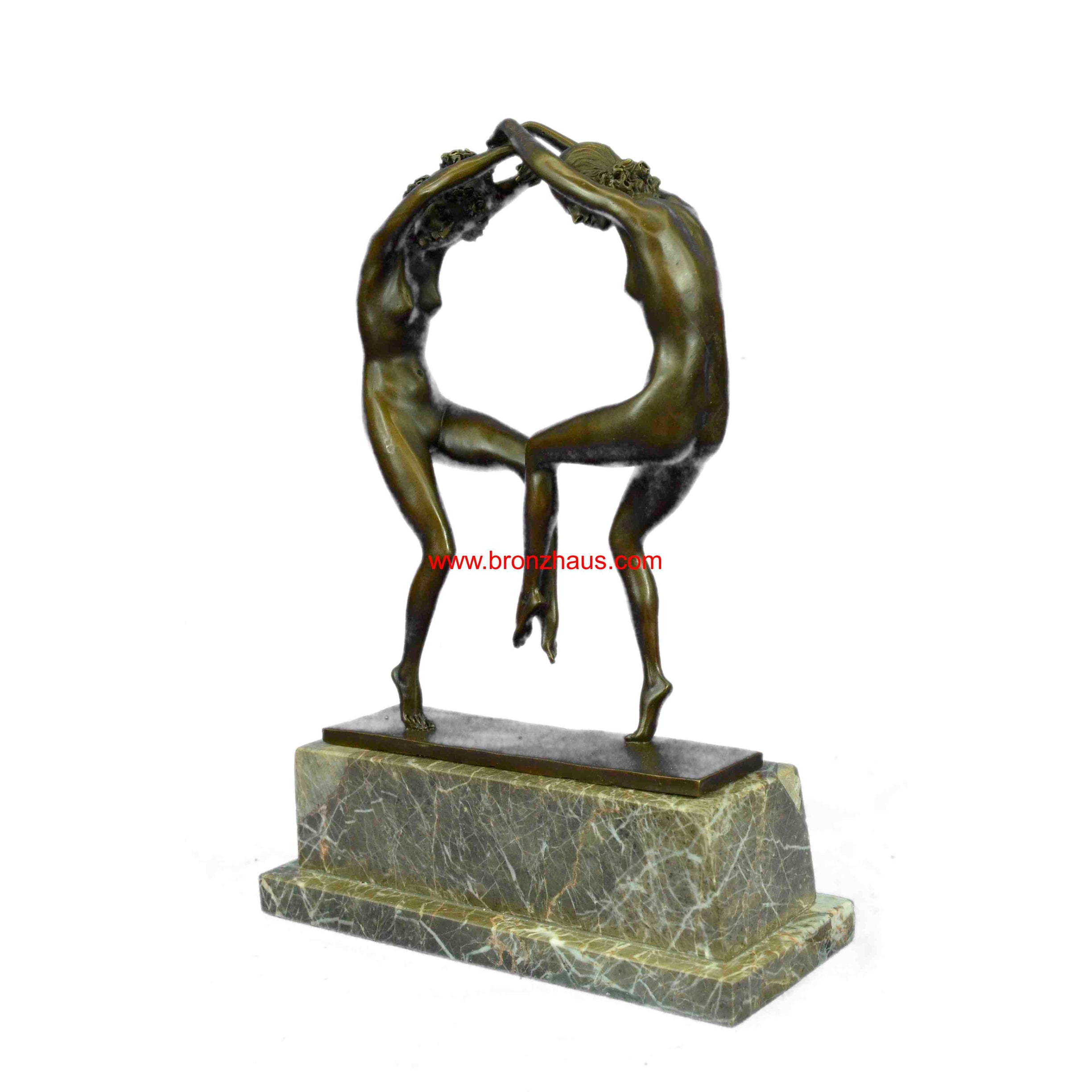 Art Deco Twine Dancer Hot Cast Bronze Sculpture Marble Base Figurine Figure Gift