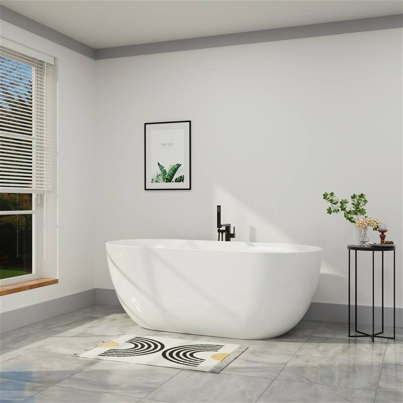 67 in. Acrylic Freestanding Bathtub Flatbottom Soaking Tub