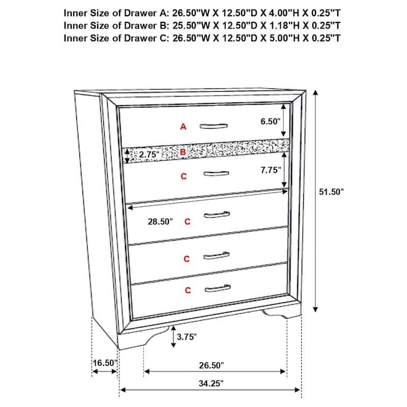 Miranda Contemporary Wood 5-drawer Bedroom Chest