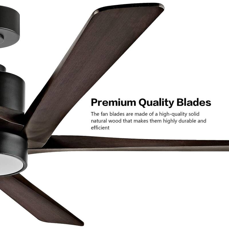 54 in. Matte Black Aero Blade Ceiling Fan with LED Light and Remote - Matte Black - 54"D x 54"W x 21"H