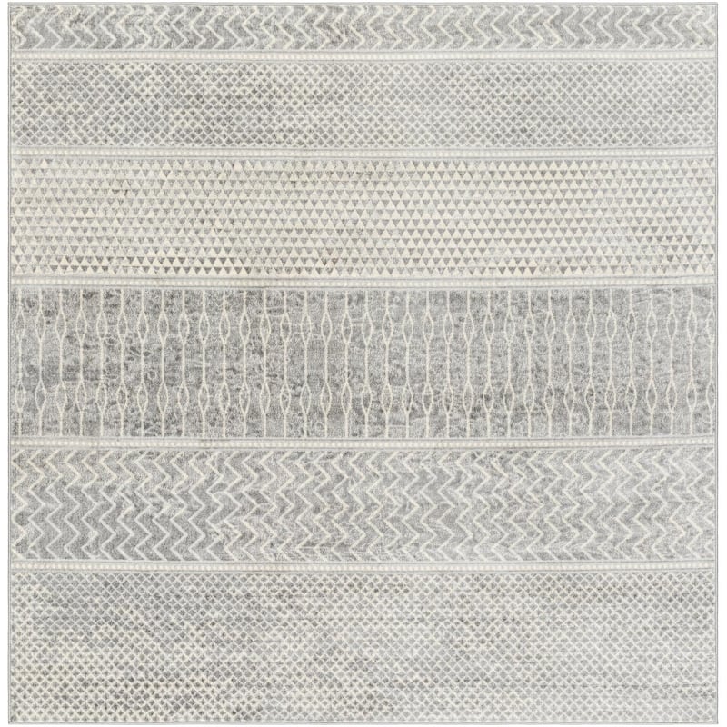 Livabliss Monaco Moroccan Tribal Area Rug - Medium Grey - 6'7" x 6'7" Square
